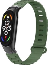 TPU Smartwatch bandje - Geschikt voor Xiaomi Mi Band 7 TPU bandje met frame - legergroen - Strap-it Horlogeband / Polsband / Armband