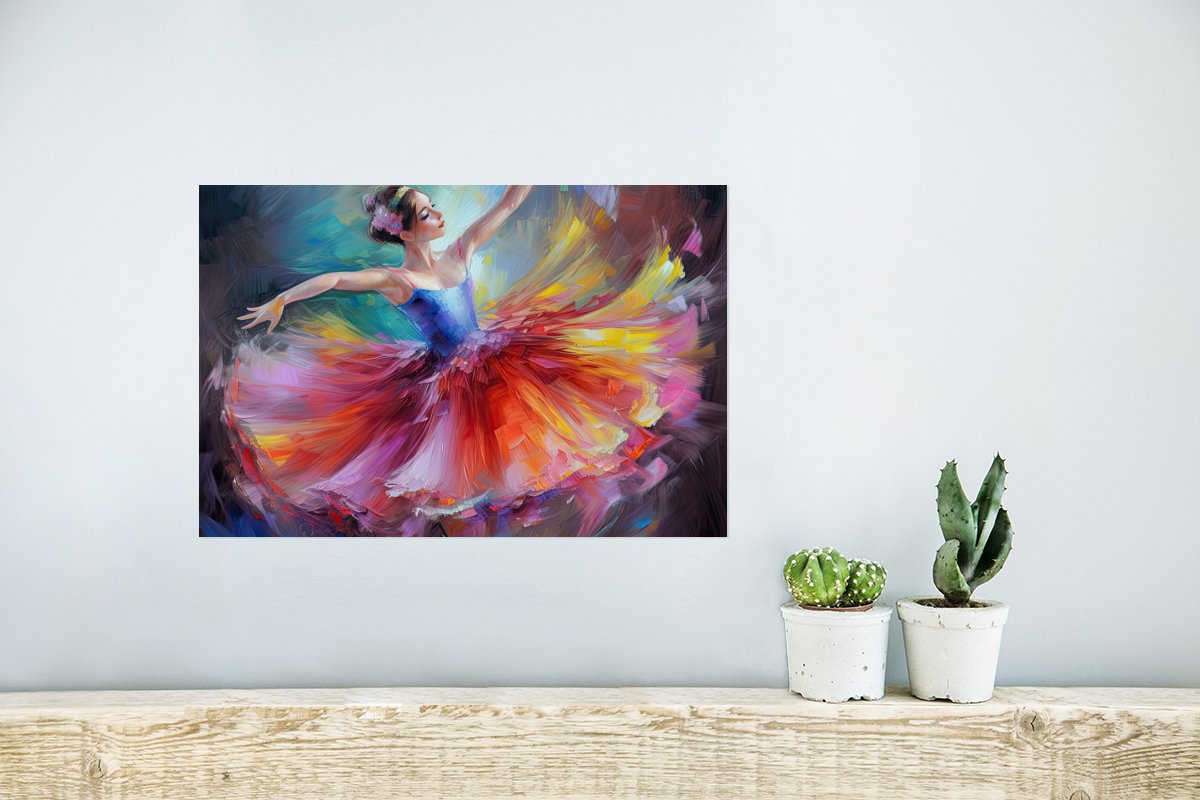 Poster Schilderij - Olieverf - Dans - Ballerina - 30x20 cm