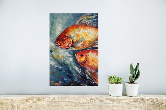 Poster Pêche - Water - Animaux - Art - Peinture à l'huile - 20x30 cm
