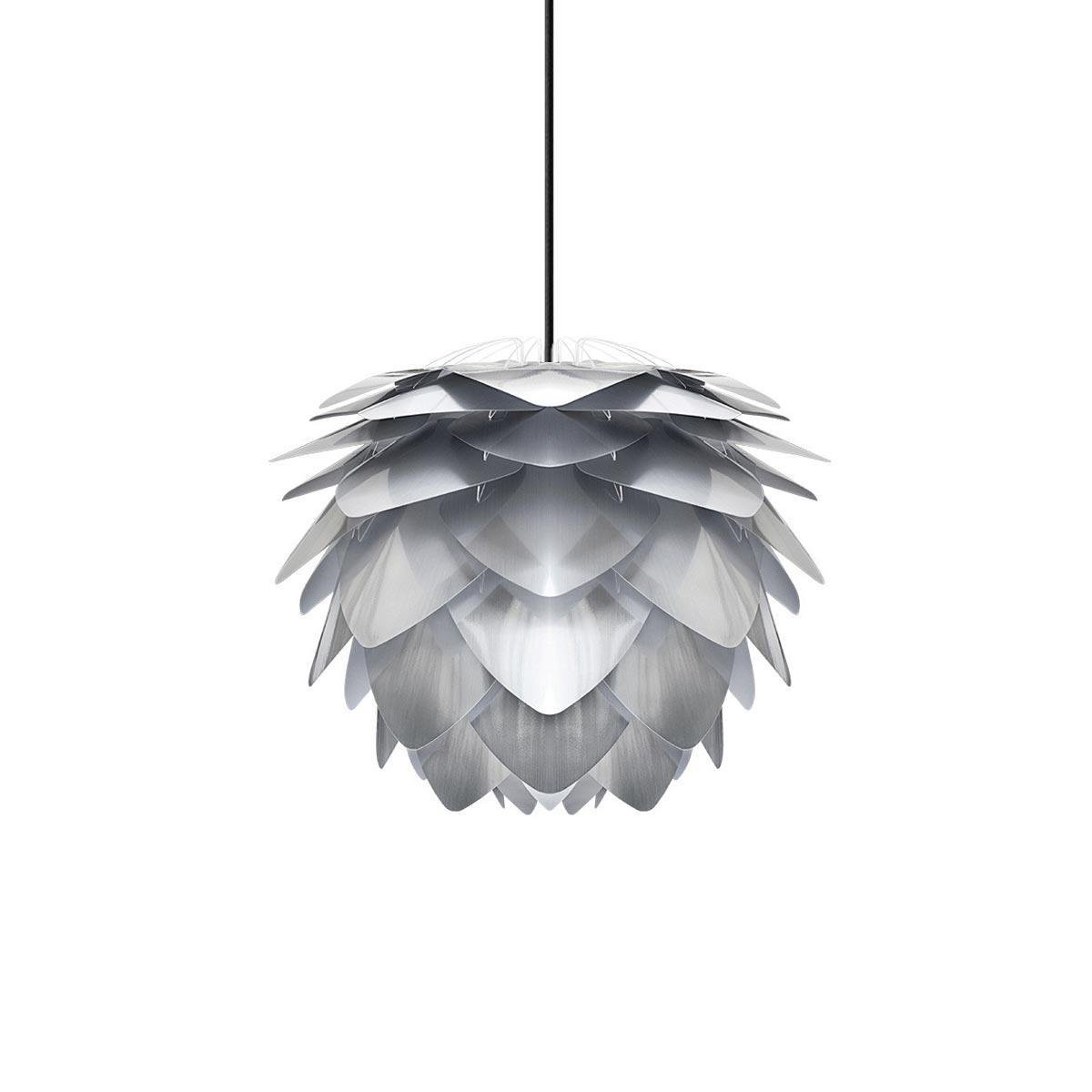 Umage Silvia Medium hanglamp brushed steel - met koordset zwart - Ø 50 cm