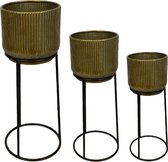 DKNC - Plantenbakken metaal op standaard - 33.5x79cm - Set van 3 - Goud