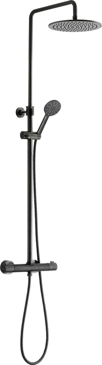 Ben Lavion Regendouche - Ø 25cm - 4 Stralen - Cooltouch - met Thermostaatkraan - Zwart - Rond