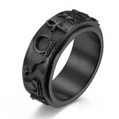 Ring d'anxiété - (Égypte) - Ring de stress - Ring Fidget - Ring d'anxiété pour doigt - Ring pivotant - Ring tournant - Zwart - (19,75 mm / taille 62)