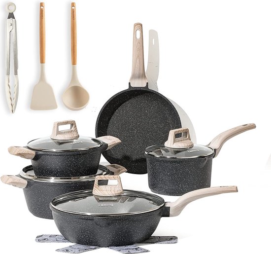 kookpotten / pannen set - Non-stick / Koekenpannenset, frying pan set, PFAS-vrij, vaatwasserbestendig