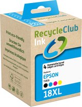 RecycleClub inktcartridge - Inktpatroon - Geschikt voor Epson - Alternatief voor Epson T1815 T1816 18XL - Zwart 12ml Cyaan Blauw 11ml Magenta Rood 11ml Yellow Geel 11ml - Multipack - 4 stuks - Madeliefje