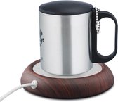 Warm houdt onderzetter donker Hout - Cup Warmer met USB Aansluiting - Geschikt voor Bekers en glazen - Mok Warmer - Houd uw drinken ca. 70℃ - Verwarmende onderzetter - Thuiswerken - Mug – Koffie – Thee –