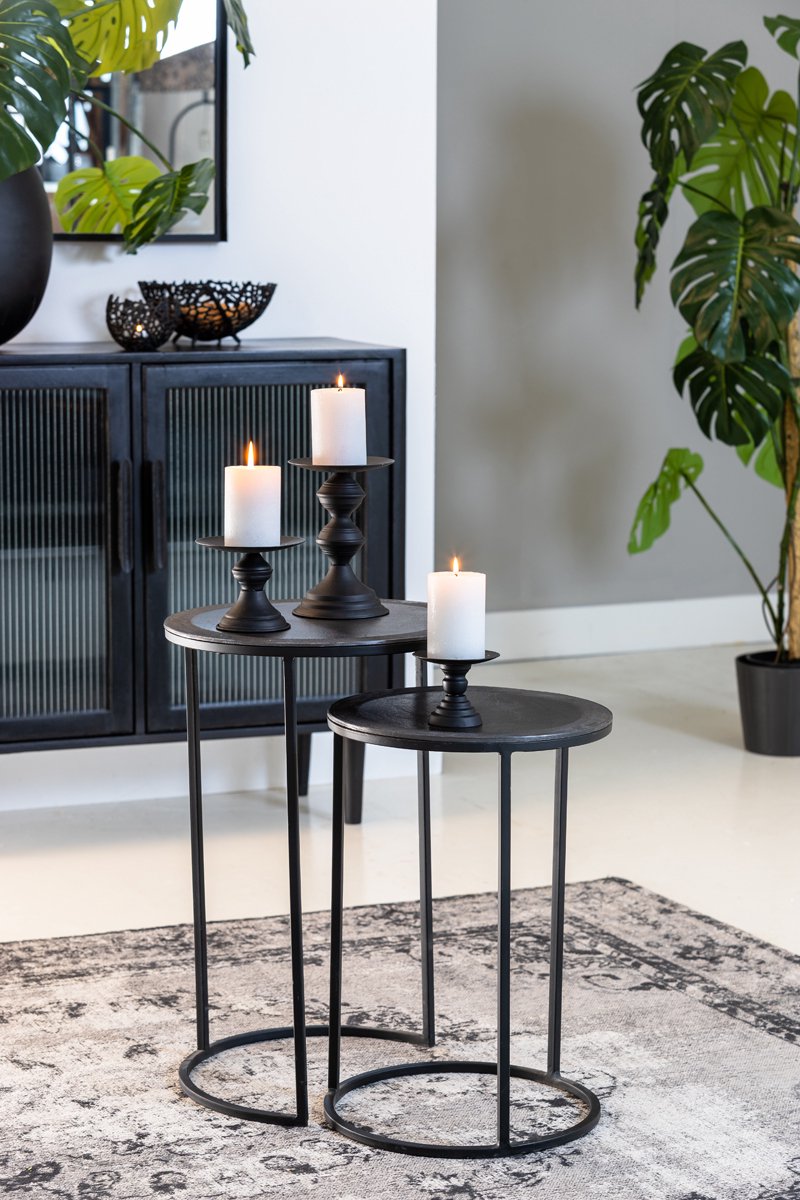 Bijzettafel TALCA - Ø40x60cm - Zwart - Set van 2