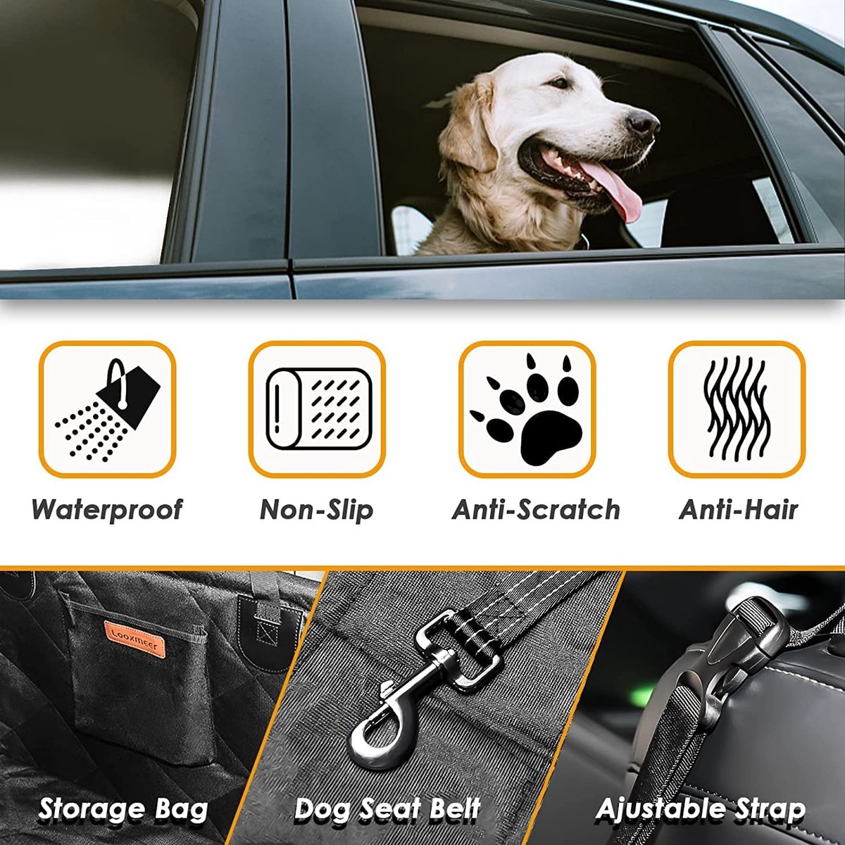 Looxmeer Housse Protection Coffre de Voiture Chien, Couverture