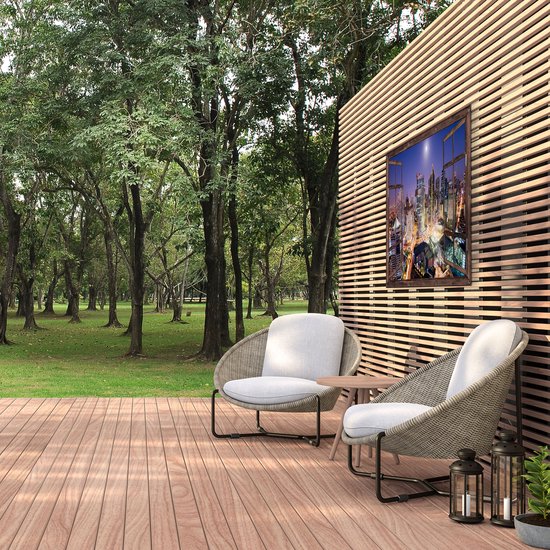 Gards Affiche de jardin See-through Makati City Skyline at night in Thailand - 120x80 cm - Toile de jardin - Décoration de jardin - Décoration murale extérieur - Peinture de jardin