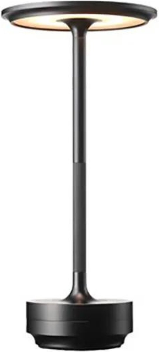 DreamGoods Oplaadbare Tafellamp - 5200mAh - 3 Kleuren Licht - Draadloos & Oplaadbaar - Dimbaar - Op Batterijen - Accu - Touch - Decoratie voor Binnen & Buiten - Woonkamer, Slaapkamer & Tuinverlichting - Industrieel – Zwart
