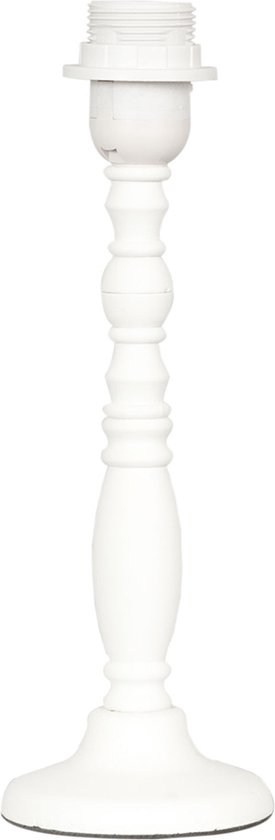 HAES DECO - Pied de lampe - Format Ø 10x30 cm, coloris Wit, en Bois pour Culot E27/max 1x60W - Pied de lampe, Lampe à poser