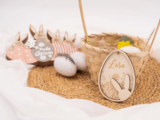 Decoratieve Hanger Houten Paasdecoratie Konijntje In Ei 91523cm 6 St