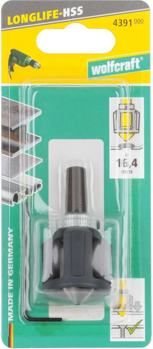 Wolfcraft 2583000 HSS Verzinkboor - Zeskant - 10mm