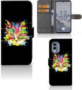 Wallet Book Case Nokia X30 Smartphone Hoesje Cat Color Leuke Verjaardagscadeaus
