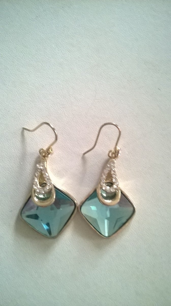 Gemstones-silver natuursteen oorhangers hemelblauwe topaas met zirkonia 925 zilver en goudverguld