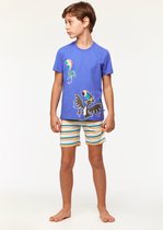 Woody pyjama jongens/heren - blauw - toekan - 231-1-PSU-S/829 - maat 164