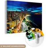 MuchoWow® Glasschilderij 30x20 cm - Schilderij acrylglas - Zonsondergang boven het Braziliaanse Fortaleza in Zuid-Amerika - Foto op glas - Schilderijen