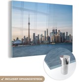 MuchoWow® Glasschilderij 120x80 cm - Schilderij acrylglas - Skyline van Toronto met de CN Tower in Canada - Foto op glas - Schilderijen