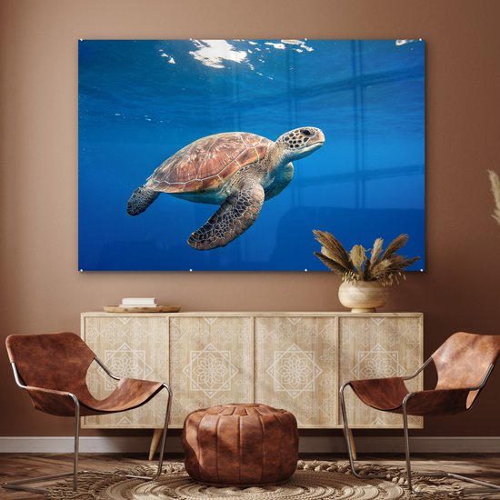 Peintures sur verre - Tortue dans l'océan - 150x100 cm - Peintures Plexiglas
