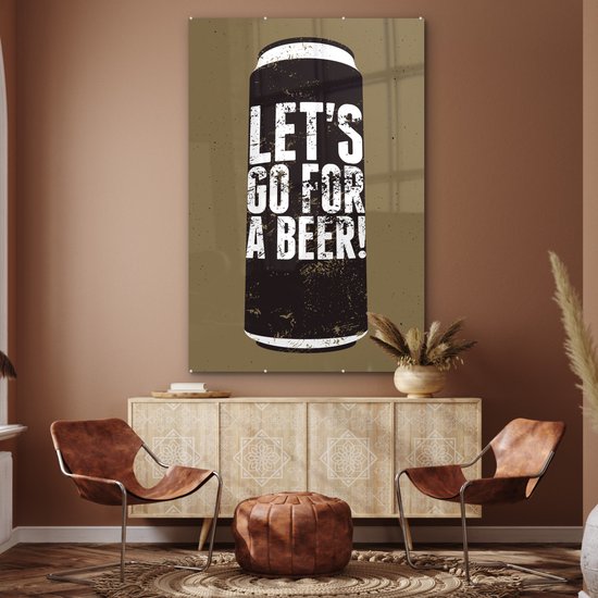 MuchoWow® Peinture sur verre - Bières - Canette - Vintage - Boisson - Citations - Dictons - 100x150 cm - Peintures sur verre acrylique - Photo sur Glas