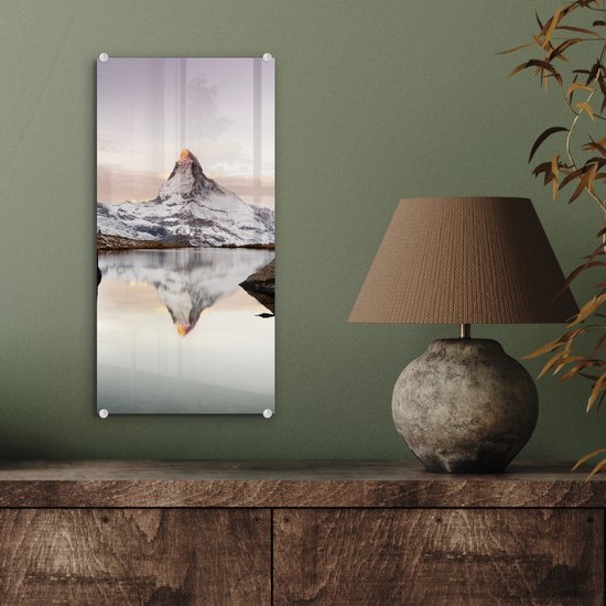 Peinture sur verre - Vue du Stellisee sur le Cervin en Suisse - 20x40 cm - Peintures sur Verre Peintures - Photo sur Glas