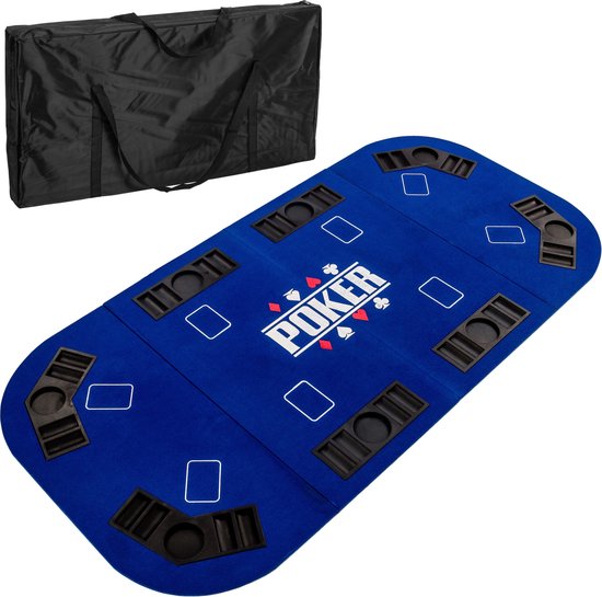 Foto: Pokermat pokerkleed poker tafelkleed pokertafel inklapbaar pokertafel poker top poker inclusief draagtas opvouwbaar 160 x 80 cm blauw