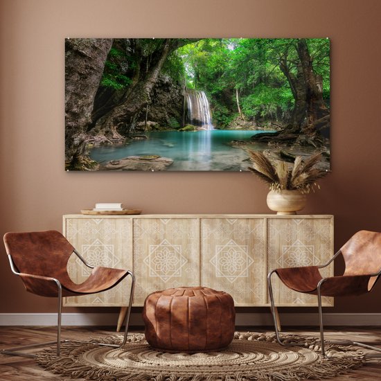 Peinture sur Verre - Cascade d'Erawan dans la jungle Thaïlande Photo - 160x80 cm - Peintures sur Verre Peintures - Photo sur Glas