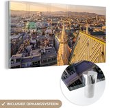 MuchoWow® Glasschilderij 40x20 cm - Schilderij acrylglas - Stadslandschap van Wenen in Oostenrijk - Foto op glas - Schilderijen