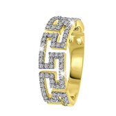Lucardi Dames Ring fantasie 71 diamanten 0,43ct - Ring - Cadeau - 14 Karaat Goud - Geelgoud