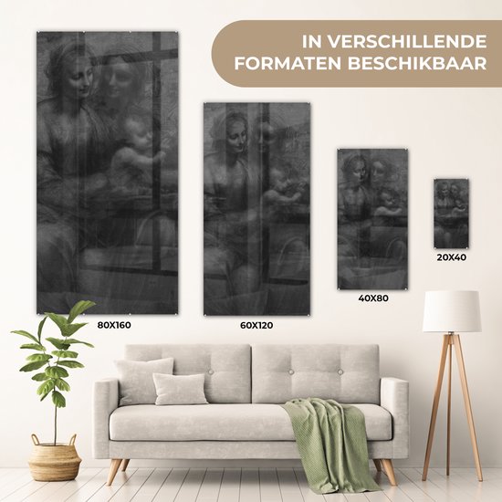 Peinture sur Verre - Marie à l'Enfant et Sainte Anne - Leonardo de Vinci - 20x40 cm - Peintures sur Verre Peintures - Photo sur Glas