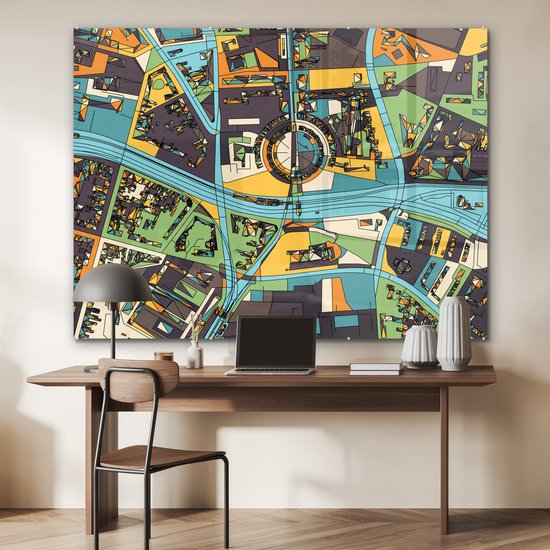 MuchoWow® Peinture sur verre 160x120 cm - Peinture sur verre acrylique - Illustration de la ville de Berlin - Photo sur verre - Peintures