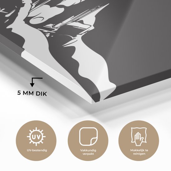 MuchoWow® Peinture sur verre 120x160 cm - Peinture sur verre acrylique - Illustration d'une trompette tenue en noir et blanc - Photo sur verre - Peintures