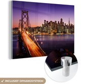 MuchoWow® Glasschilderij - Avondlicht San Francisco - 150x100 cm - Acrylglas Schilderijen - Foto op Glas