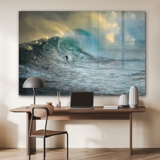 Peinture sur verre - Surfer sur les grosses vagues - 180x120 cm - Peintures en plexiglas