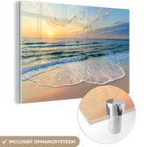 MuchoWow® Tableau sur verre 60x40 cm - Tableau sur verre acrylique - Plage - Mer - Coucher de soleil - Golf - Photo sur verre - Décoration murale salon - Décoration murale chambre - Peintures