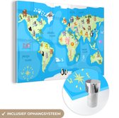 Carte du monde des enfants sur mur animal en plexiglas chambre d'enfant grand 120x80 cm