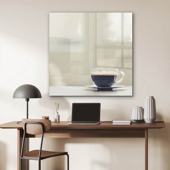 MuchoWow® Peinture sur verre - Expresso dans une tasse en verre - 90x90 cm - Peintures sur verre acrylique - Photo sur Glas