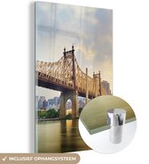 MuchoWow® Glasschilderij 40x60 cm - Schilderij acrylglas - New York - Queens - Manhattan - Foto op glas - Schilderijen
