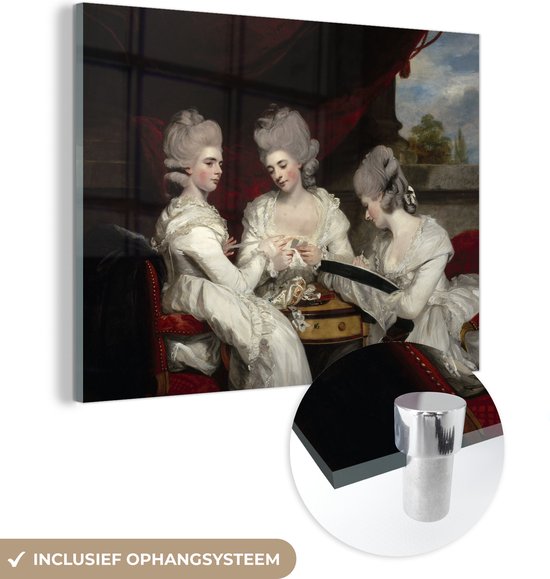 MuchoWow® Glasschilderij 40x30 cm - Schilderij acrylglas - The Ladies Waldegrave - Schilderij van Joshua Reynolds - Foto op glas - Schilderijen