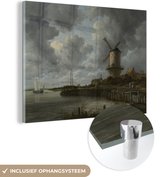 MuchoWow® Glasschilderij 120x90 cm - Schilderij acrylglas - De molen bij Wijk bij Duurstede - Schilderij van Jacob van Ruisdael - Foto op glas - Schilderijen