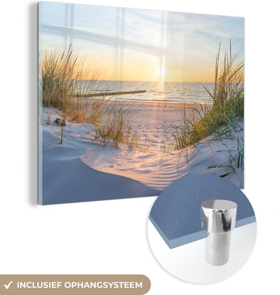 Peinture sur verre - Feuille acrylique - Mer - Dunes - Paysage - Peinture sur verre - Photo sur verre - Verre acrylique - Décoration chambre - Décoration Décoration murale - 120x90 cm - Peintures salon