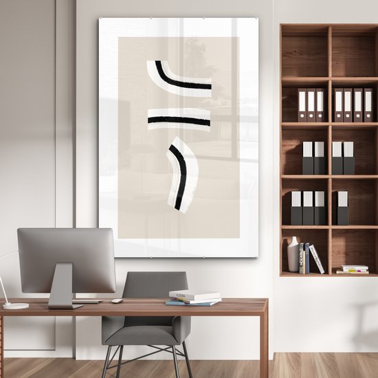 MuchoWow® Peinture sur verre 120x180 cm - Peinture sur verre acrylique - Ligne - Pastel - Design - Photo sur verre - Peintures