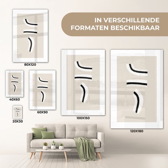 MuchoWow® Peinture sur verre 120x180 cm - Peinture sur verre acrylique - Ligne - Pastel - Design - Photo sur verre - Peintures