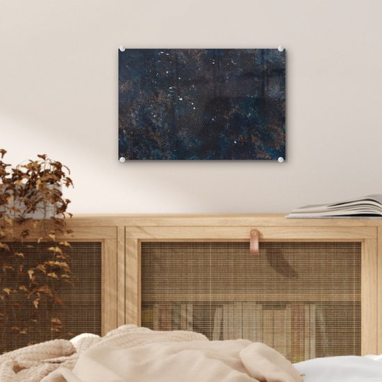 MuchoWow® Glasschilderij 30x20 cm - Schilderij acrylglas - Leisteen - Grijs - Beton - Industrieel - Foto op glas - Schilderijen