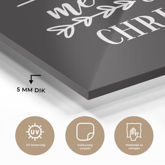 MuchoWow® Peinture sur verre 90x90 cm - Peinture sur verre acrylique - Citation de Noël "Passez un joyeux petit Noël" avec fond noir - Photo sur verre - Peintures