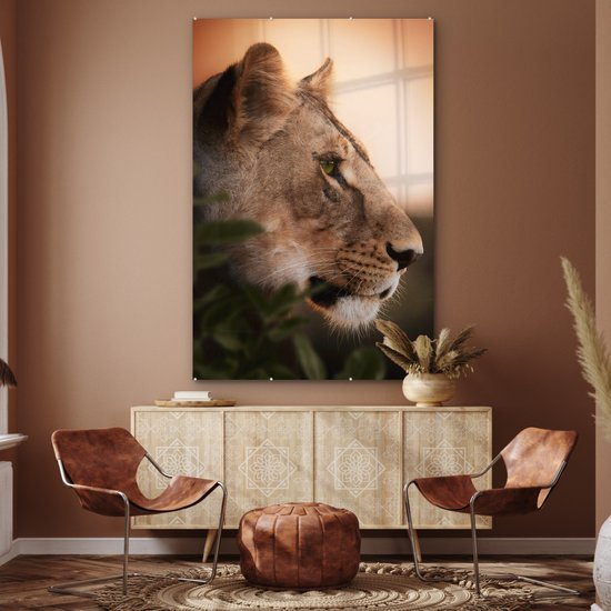 Peinture sur Verre - Lion - Jungle - Oranje - 100x150 cm - Peintures sur Verre Peintures - Photo sur Glas
