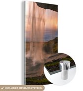 MuchoWow® Glasschilderij 20x40 cm - Schilderij acrylglas - Waterval - IJsland - Natuur - Foto op glas - Schilderijen