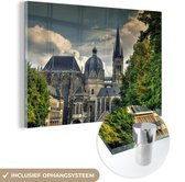 MuchoWow® Glasschilderij 60x40 cm - Schilderij acrylglas - Dom van Aken in Duitsland - Foto op glas - Schilderijen