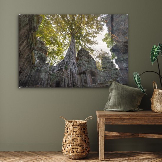 Arbres du temple Ta Prohm à Angkor Wat Plexiglass 90x60 cm - Tirage photo sur Glas (décoration murale plexiglas)