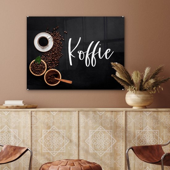 MuchoWow® Peinture sur verre 80x60 cm - Peinture sur verre acrylique - Dictons - Café - Citations - Photo sur verre - Peintures